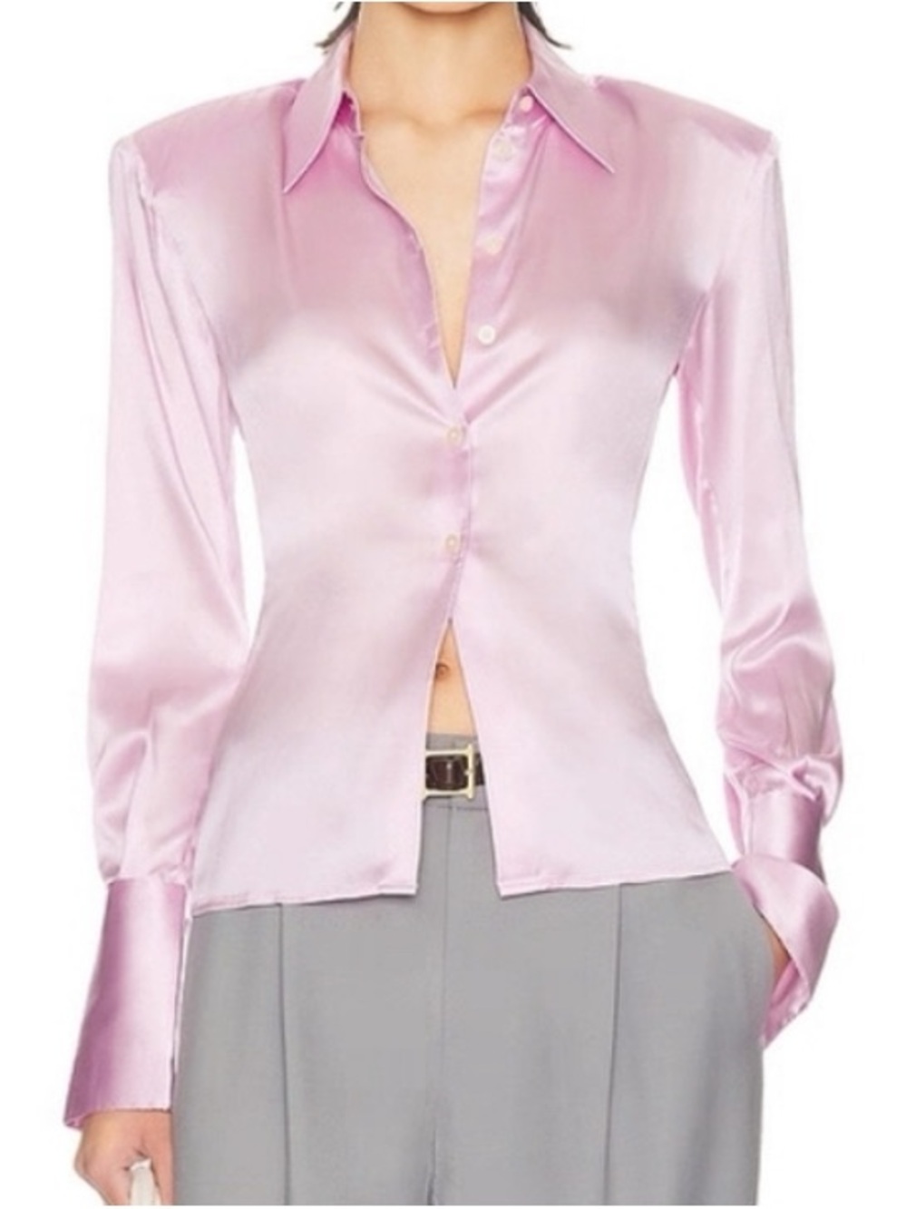 Helsa The Silk Charmeuse Shirt Cherry Blossom XS